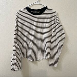 Forever 21 striped long sleeve shirt white black medium